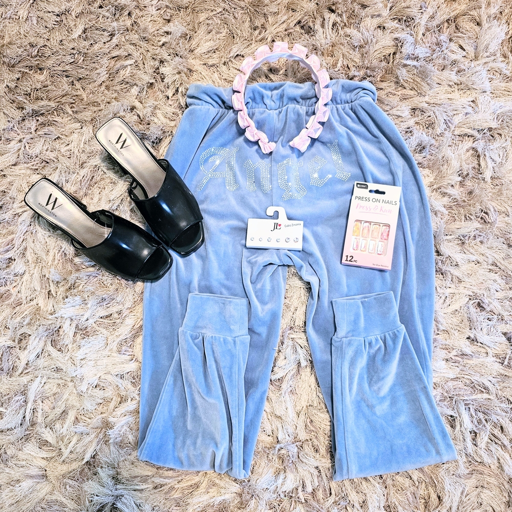 Blue Velour Pants with Heels Bundle!